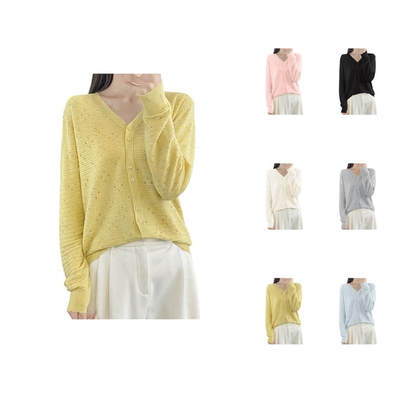 Lightweight Knit Cardigan Cozy Hollow Out Long Sleeve Outerwear For Comfort And Style Cardigan Sweaters for Women
