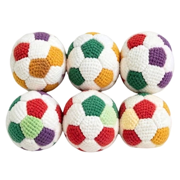Lightweight Knitted Soccer Kick Sack Set, 6 Pack Crocheted Footbag Balls, Portable Stress Relief Toy for Travel, Party & Outdoor Play
