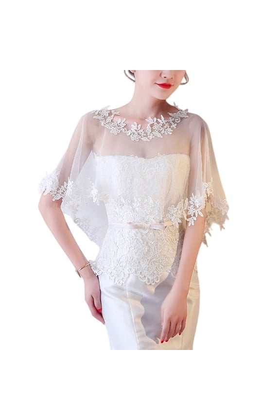 Lightweight Lace Bridal Capelet Shawl Easy Pullover Design Shoulder Wrap For Outdoor Weddings And Photography