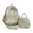 thumbnail image 1 of Lightweight Large Capacity 3-Piece Backpack Set with Lunch Bag & Pencil Pouch, Striped Lace Design Rucksack for School Travel Daily Outdoor Use, 1 of 2
