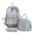 thumbnail image 1 of Lightweight Large Capacity 3-Piece Backpack Set with Lunch Bag & Pencil Pouch, Striped Lace Design Rucksack for School Travel Daily Outdoor Use, 1 of 2