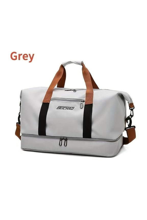 Lightweight Large Capacity Duffle Handbag, Portable Luggage Bag, Versatile Carry On Overnight Bag, Grey