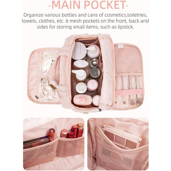 Lightweight Large Travel Toiletry Bag with Jewelry Organizer, Puffy Quilted Makeup Bag for Women
