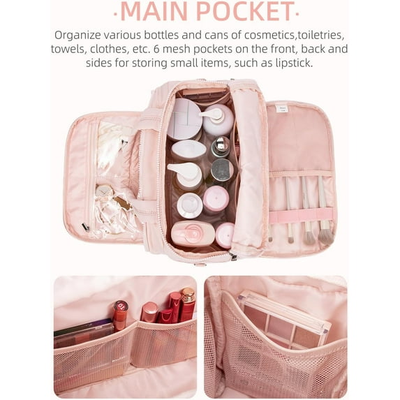 Lightweight Large Travel Toiletry Bag with Jewelry Organizer, Puffy Quilted Makeup Bag for Women