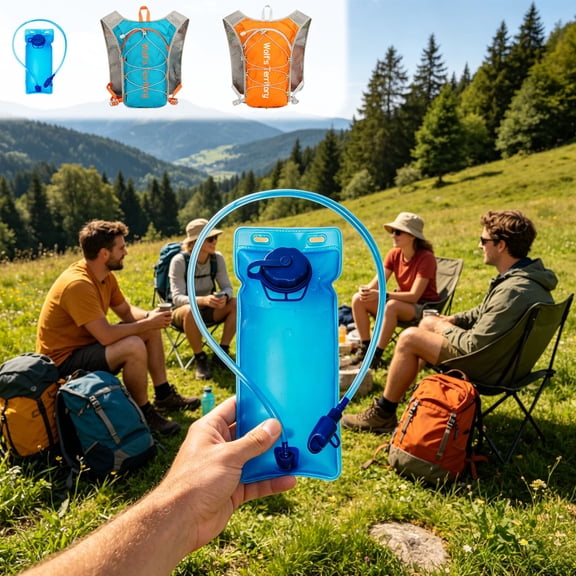 Lightweight Leakproof Hydration Backpack with 2L Bladder, Breathable Padded Strap Wear-Resistant for Men Women Running Cycling Hiking Camping Outdoor Trail Use, Blue
