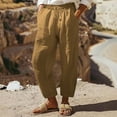 thumbnail image 1 of Lightweight Linen Pants for Women Comfortable Ankle Pants with Solid Color Side Pockets High Waisted Comfy Everyday Wear Capri Pants Autumn Vacation Fashion Casual Pants, 1 of 6