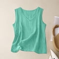 thumbnail image 1 of Lightweight Linen Tank Tops Womens Sleeveless V Neck Loose Comfy Basic Blouse for Summer Beach Mint Green XXL, 1 of 4