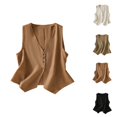 thumbnail image 1 of Lightweight Linen Vest Women Summer Sleeveless V Neck Button Down Blazer Business Casual Jacket Waistcoat Vest, 1 of 7