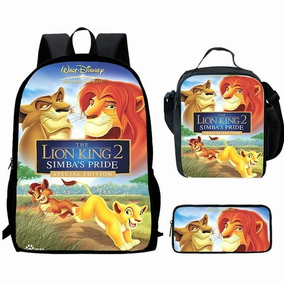 Lightweight Lion King Backpack with Single Shoulder Bag+Pencil Case 3Pcs Set For Travel Work Hiking