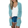 thumbnail image 1 of Lightweight Long Sleeve Cardigans for Women Spring Fall Casual Outerwear Button Up Lapel Collar Blouses (XL, Sky Blue), 1 of 5