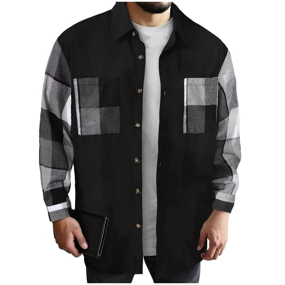 Lightweight Long Sleeve Shirt Men Men's Plaid Long Sleeve Button Down Shirt Pocket Front Casual Shirts