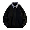thumbnail image 1 of Lightweight Long Sleeve Shirt Men Men's Sweatshirts Spring Autumn Retro Plaid Lapel Collar 2-Piece Loose Fit Casual Long Sleeve Top, 1 of 3