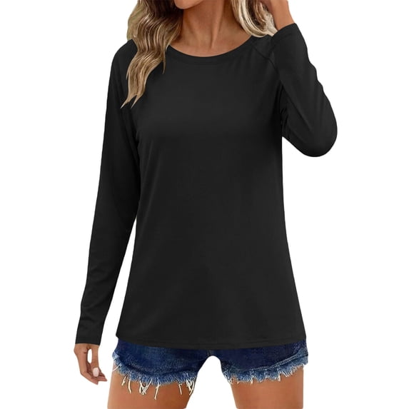 Lightweight Long Sleeve Workout Tops for Women Gym Running Athletic Sun Protection Shirts (Black XL)