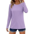 thumbnail image 1 of Lightweight Long Sleeve Workout Tops for Women Gym Running Athletic Sun Protection Shirts (Purple XL), 1 of 5