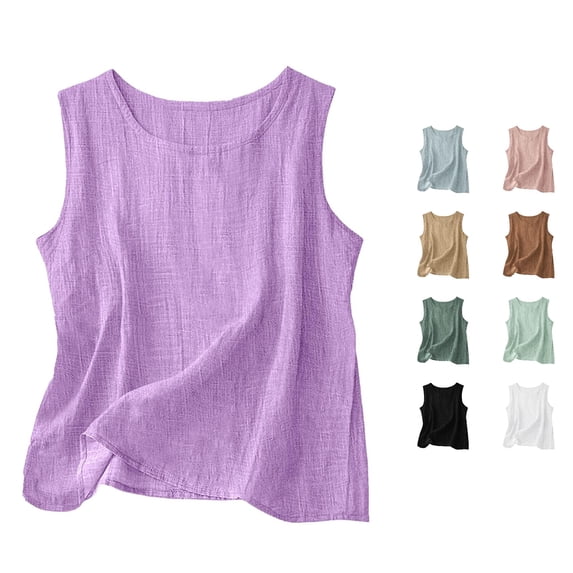 Lightweight Loose Fit Sleeveless Camisole Top Casual Summer Round Neck Basic Tank Blouse Adjustable Camisoles for Women