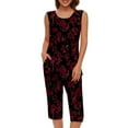 thumbnail image 1 of Lightweight Lounge Sets for Women Sleeveless Tank Shirt and Elastic Waist Capris Fashion Outfits Women Lounge Set Sale, 1 of 5