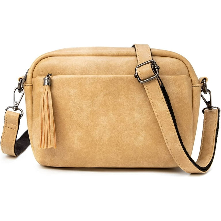 Youi-gifts Lightweight Medium Crossbody Bag for Women, Camera Shoulder Purses Pocketbooks with Tassel and Triple Zipper Pocket, Adult Unisex, Size