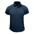 thumbnail image 1 of Lightweight Mens Dress Shirts Short Sleeve Solid Trendy Lapel Fitted Pullovers with Pocket(Dark Blue,S), 1 of 7