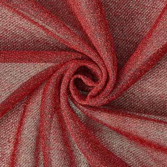 Lightweight Metallic Lurex Shiny Stretch Polyester Jersey Knit Fabric By The Yard - For Sewing Apparel, Accessories, & Décor - Red (5 Yards)