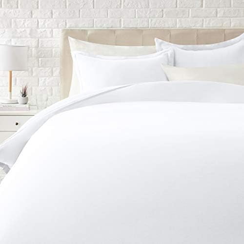 Lightweight Microfiber 3 Piece Duvet Cover Set with Zipper Closure, King, Bright White, Solid