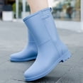 thumbnail image 1 of Lightweight Mid Shaft Rain Boots for Ladies and Girls, Side Stretch Stitching Easy Slip On Rubber Boots, Low Profile Anti Slip Outsole for Shopping Yard Work Hiking Blue 39, 1 of 8