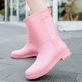 thumbnail image 1 of Lightweight Mid Shaft Rain Boots for Ladies and Girls, Side Stretch Stitching Easy Slip On Rubber Boots, Low Profile Anti Slip Outsole for Shopping Yard Work Hiking Pink 39, 1 of 9
