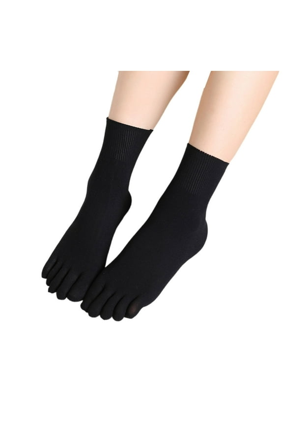 Lightweight Middle Tube Five Finger Sock Summer Skin-friendly Thin Silk Sock Solid Color Women Moisture Wicking Toe Sock