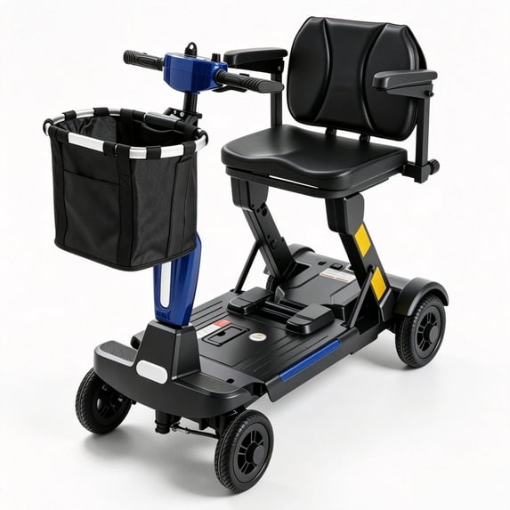 Lightweight Mobility Scooter for Seniors & Adults, 4 Wheel Foldable Scooter with 12Ah Airline-Approved Lithium Battery , 15 Miles Range ,Portable Travel Wheelchair for Elderly & Disabled,Blue