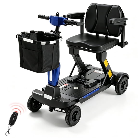 Lightweight Mobility Scooter for Seniors & Adults, 4 Wheel Fully Automatic Foldable Scooter with 12Ah Airline-Approved Lithium Battery ,Portable Travel Wheelchair for Elderly & Disabled,Blue