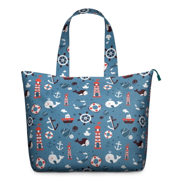 Lightweight Multipurpose Travel Duffel Bag with Marine Compass and Sailing Vessel Designs, Weekender Bag for Weekend Getaways and Fitness