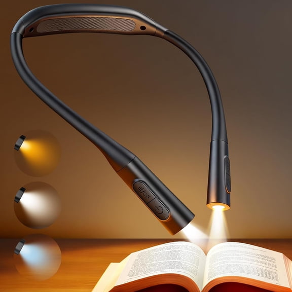 Neck Book Light, 1200mAh Rechargeable Reading Hands Free Lights for at Night, 5 Colors & Brightness, Private Lightweight Light in Bed Lovers