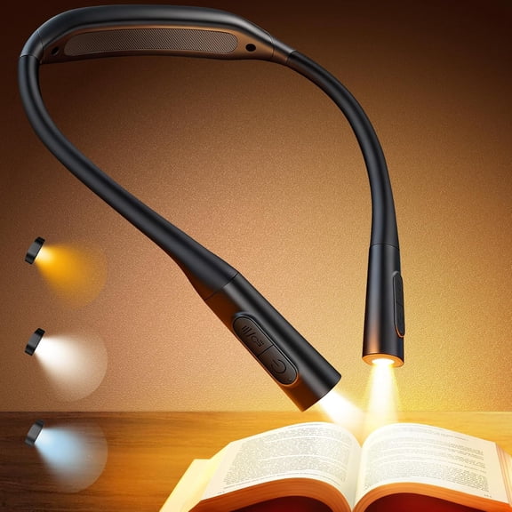 Lightweight Neck Light for Rding in Bed, 1200mAh Rechargble Book Light, Hands-Free 5 Colors, Brightness Adjustable, Private Bedtime Lover