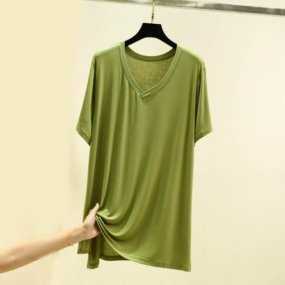 Lightweight Nightgowns for Women Breathable Sleep Top Comfy Short Sleeve V-Neck Pajama Tops