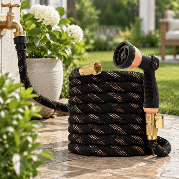 Lightweight No Kink Flexible 100ft Garden Hose, Burst & Abrasion Resistant UV-Stabilized
