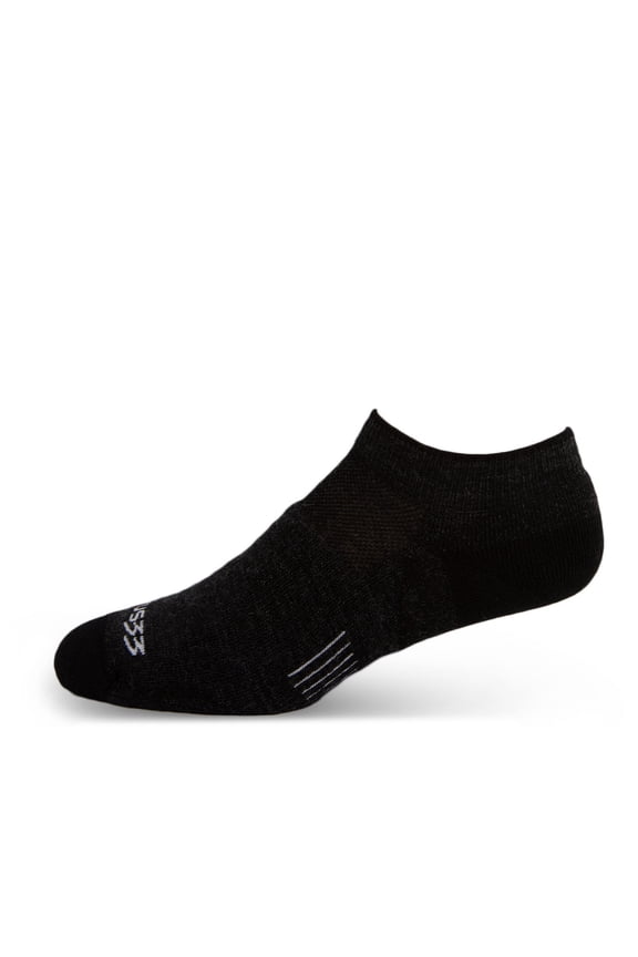 USA Made - No Show Socks - All Season Lightweight - Running Socks - Merino Wool - Mountain Heritage - Black - Medium