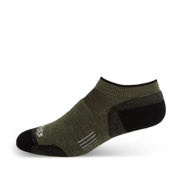 USA Made - No Show Socks - All Season Lightweight - Running Socks - Merino Wool - Mountain Heritage - Olive Drab - X-Large
