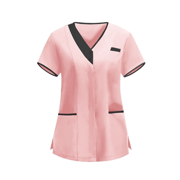 Lightweight Nursing Scrubs for Women V Neck Short Sleeve Scrub Tops Stretchy Cleaning Work Clothes Uniforms
