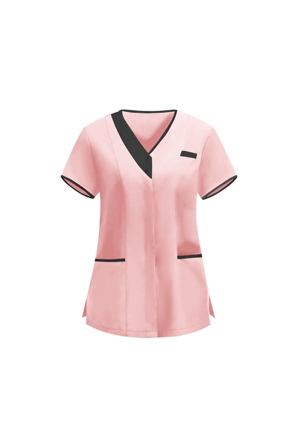 Lightweight Nursing Scrubs for Women V Neck Short Sleeve Scrub Tops Stretchy Cleaning Work Clothes Uniforms