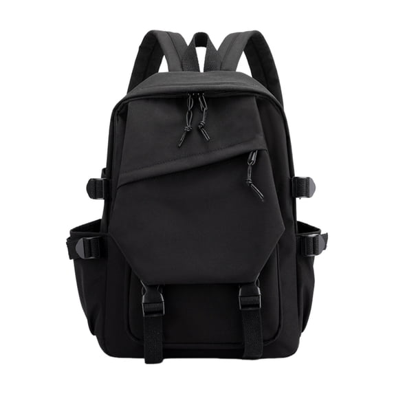 Lightweight Nylon Backpack, Clasic Solid-Colored Water Resistant Laptop Backpack, 11.41x5.11x16.53Inch Multi Pockets Book Bag, Casual Travel Daypack for Daily Commute Outdoor Use, Black
