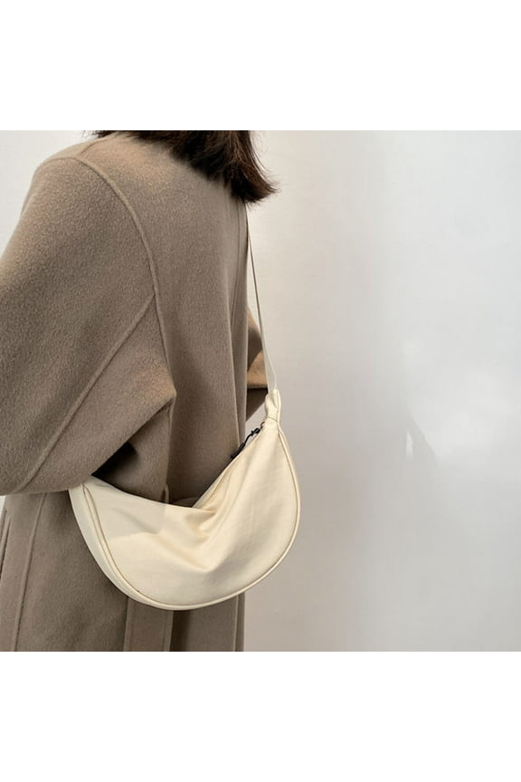 Lightweight Nylon Crossbody Bag for Women - Adjustable Strap Small Shoulder Purse, Water-Resistant Compact Travel Essentials Organizer with Multiple Pockets for Daily Use & Casual Outings (White)