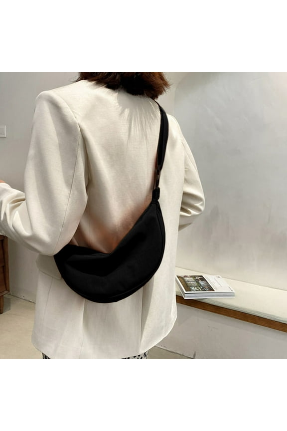 Lightweight Nylon Crossbody Bag for Women - Adjustable Strap Small Shoulder Purse, Water-Resistant Compact Travel Essentials Organizer with Multiple Pockets for Daily Use & Casual Outings (Black)