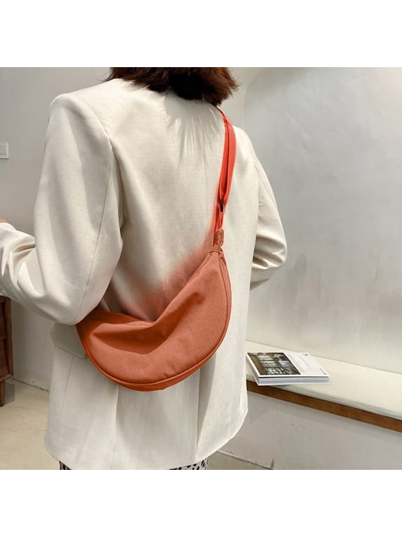 Lightweight Nylon Crossbody Bag for Women - Adjustable Strap Small Shoulder Purse, Water-Resistant Compact Travel Essentials Organizer with Multiple Pockets for Daily Use & Casual Outings (Orange)
