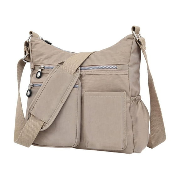 Lightweight Nylon Crossbody Bag with Multiple Compartments for Daily Use and Outdoor Activities