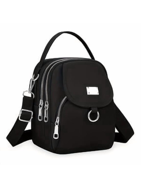 Lightweight Nylon Women's Messenger Bag - Casual Mini Handbag with Multi-Zipper Compartments, Detachable Adjustable Shoulder Strap & Front Pocket, Small Crossbody Bag, Versatile Travel Purse, Secure