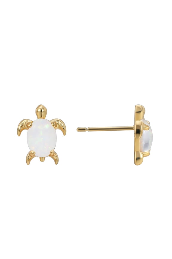 Lightweight Opal Sea Turtles Stud Earrings For Women Summer Gold Earrings Cute Gold Plated Jewelry For Daily Wear Gifts