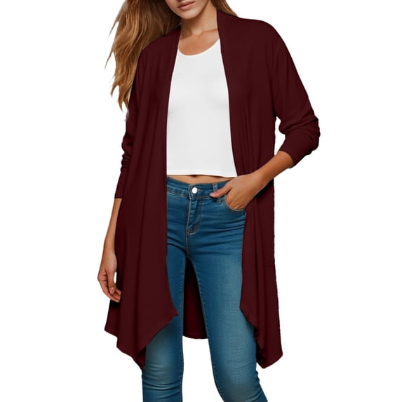 Lightweight Open Front Cardigan - Soft Drape, Long Sleeve, All-Season Layering Piece, Pairs with Jeans/Tees, Hand Wash for Care