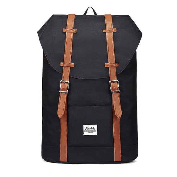 Lightweight Outdoor Backpack, KAUKKO Travel Casual Rucksack Laptop Daypack for 15"(6-1-BLACK)