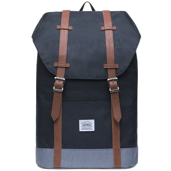 Lightweight Outdoor Backpack, KAUKKO Travel Casual Rucksack Laptop Daypack for 15"(6-2-BLACK)