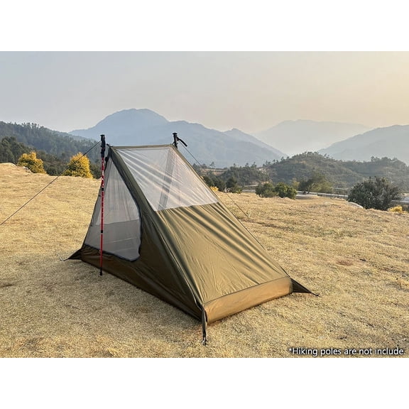 Lightweight Outdoor Camping Mosquito Net Tent - Single Person Trekking Pole Tent, Portable Bug Screen for Backpacking