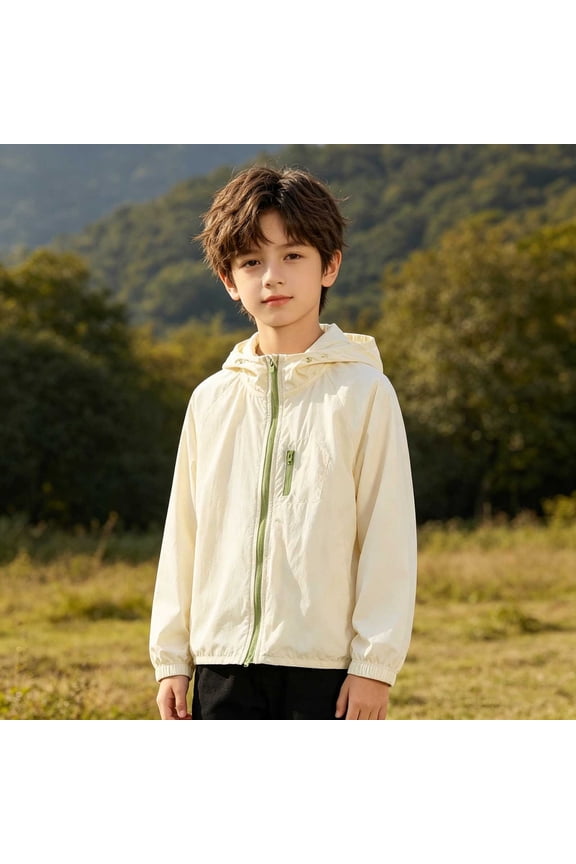 Lightweight Outdoor Softshell Jacket for Kids Ideal All Season Wear with Breathable Comfort and Versatile Everyday Utility, 7-8 Years, Beige